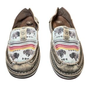 Ariat Womens Taupe Buffalo Cruiser Western Slip On Shoes Leather Sz 8B Casual